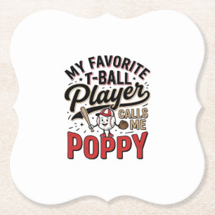Dessous-de-verre En Papier T-Ball Poppy Vintage Gravure Design de T-Shirt_1