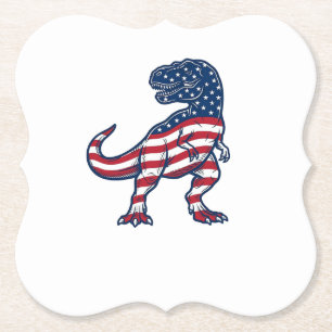 Dessous-de-verre En Papier T-Rex patriotique Drapeau américain Design de dino