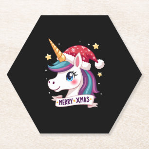Dessous-de-verre En Papier T-Shirt à manches longues Licorne de Noël (1)