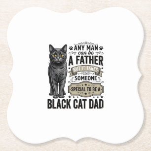 Dessous-de-verre En Papier T-shirt à motif de gravure vintage Papa Chat Noir_