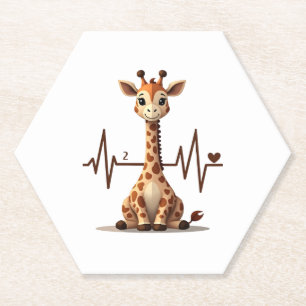 Dessous-de-verre En Papier T-shirt anniversaire girafe battement de coeur pou