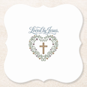 Dessous-de-verre En Papier T-shirt chrétien à croix florale aimé de Jésus Des