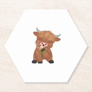 Dessous-de-verre En Papier T-shirt classique de la vache de Highland et du ch