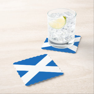 Dessous-de-verre En Papier T-shirt COUVERT BLANC BLEU DRAPEAU D'ÉCOSSE