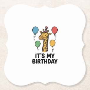 Dessous-de-verre En Papier T-shirt de fête d'anniversaire de girafe mignon De
