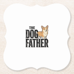Dessous-de-verre En Papier T-Shirt De gravure vintage Dogfather Corgi drôle