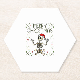 Dessous-de-verre En Papier T-shirt de Noël gothique crâne moche Rock