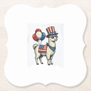 Dessous-de-verre En Papier T-shirt design vintage gravure de lama patriotique