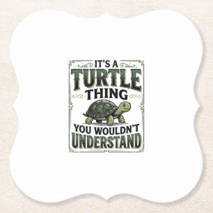 Dessous-de-verre En Papier T-shirt drôle de truc de tortue vintage pour amate
