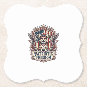 Dessous-de-verre En Papier T-shirt graphique vectoriel Corgi patriotique_1