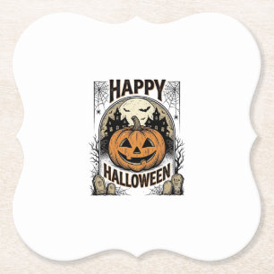 Dessous-de-verre En Papier T-shirt Halloween Citrouille Cimetière Vintage Art