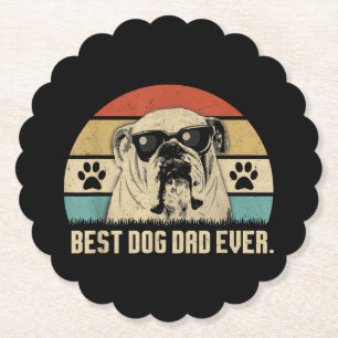 Dessous-de-verre En Papier T-shirt Meilleur Papa Bouledogue Anglais Vintage
