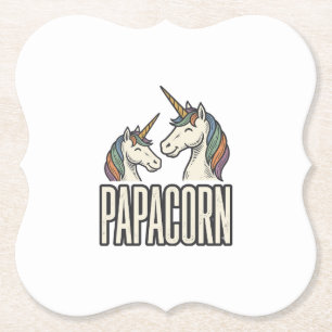 Dessous-de-verre En Papier T-Shirt Papa Licorne Papa Gravure Vintage Des
