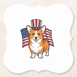 Dessous-de-verre En Papier T-shirt patriotique avec gravure vintage de Corgi_