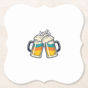 Dessous-de-verre En Papier T-shirt vectoriel de mug de bière arc-en-ciel vint