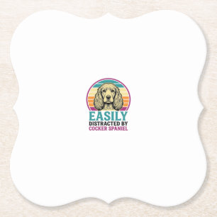 Dessous-de-verre En Papier T-shirt vintage Cocker Spaniel facilement distrait