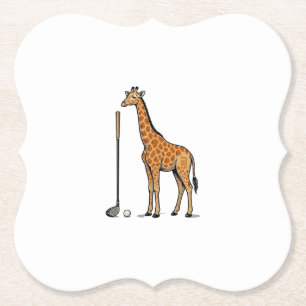 Dessous-de-verre En Papier T-Shirt Vintage Gravure Girafe Golf Vector Desi