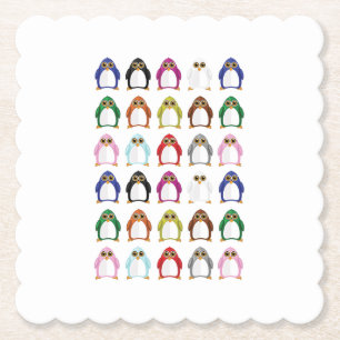 Dessous-de-verre En Papier Table coloré à motif de manchot mignon kawaii amus