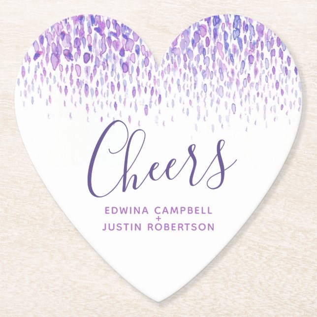 Dessous-de-verre En Papier Taches d'aquarelle d'art moderne violet Cheers (Devant)