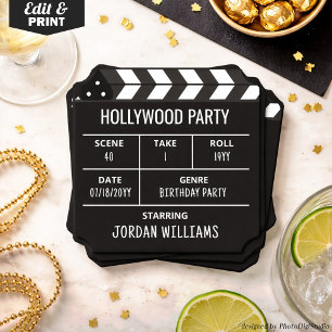 Dessous-de-verre En Papier Tapis de verre pour fête Hollywood, Clapet de ciné