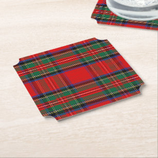 Dessous-de-verre En Papier Tartan écossais rouge