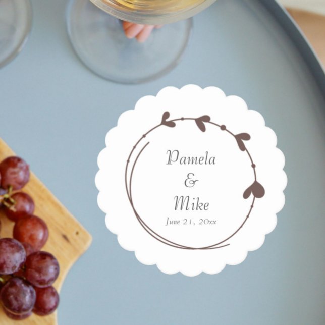 Dessous-de-verre En Papier Taupe simple Mariage de couronne cardiaque (In Situ Wedding)