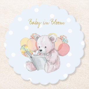 Dessous-de-verre En Papier Teddy Bear lit un livre Baby in Bloom