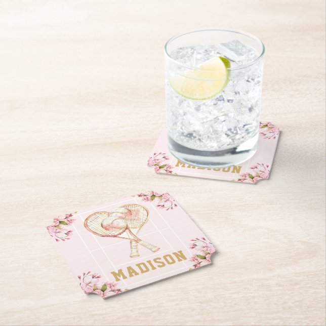 Dessous-de-verre En Papier Tennis Girl Anniversaire personnalisée (En situation)
