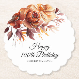 Dessous-de-verre En Papier Terracotta Orange Fall Flowers 100e anniversaire