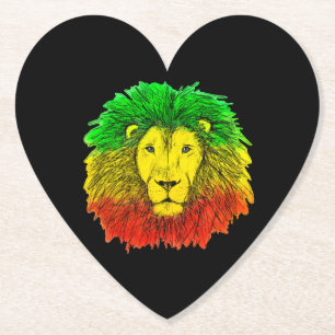 Dessous-de-verre En Papier Tête de lion rasta rouge jaune vert dessin Jamaïqu