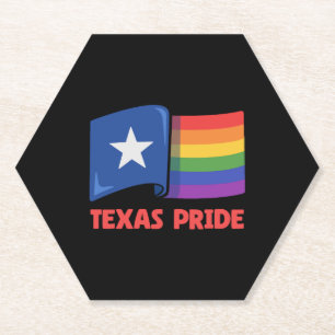 Dessous-de-verre En Papier Texas Flag Rainbow Design pour LGBT+ Texans fiers