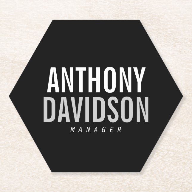 Dessous-de-verre En Papier Texte moderne moderne en noir gras (Devant)