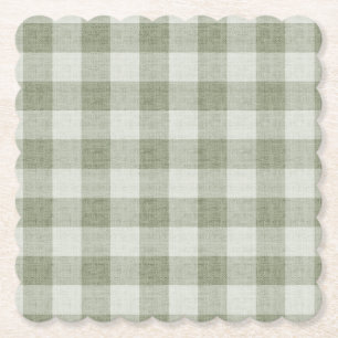Dessous-de-verre En Papier Texture de lin à carreaux de Buffalo à gingham ver