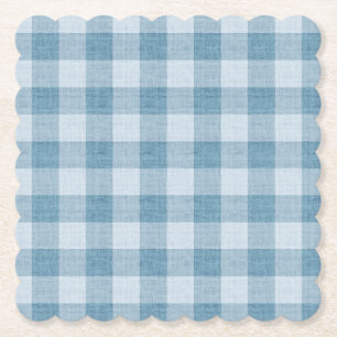 Dessous-de-verre En Papier Texture de lin à carreaux de Buffalo en gingham bl