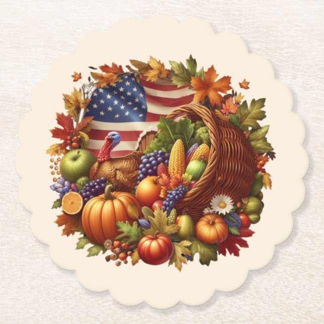 Dessous-de-verre En Papier Thanksgiving/American/Turkey/Fall (Devant)