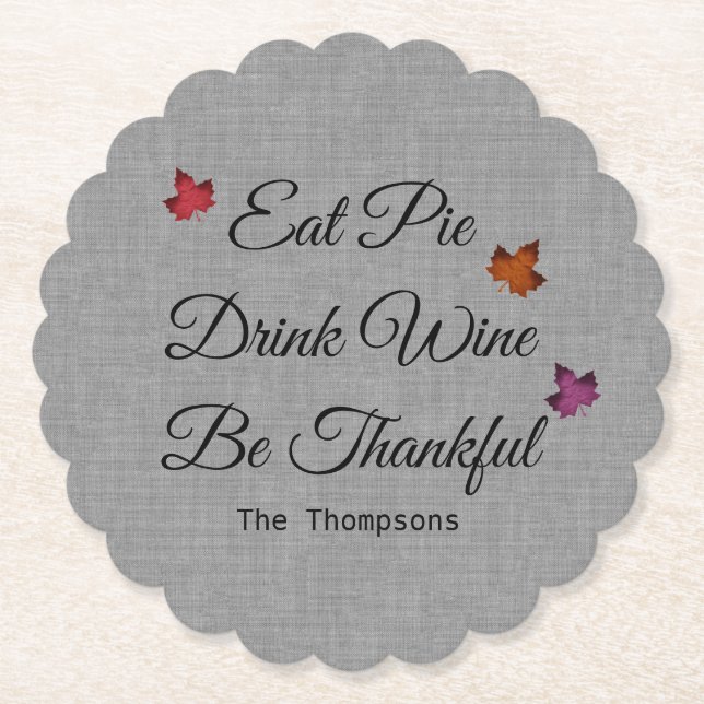 Dessous-de-verre En Papier Thanksgiving personnalisable (Devant)