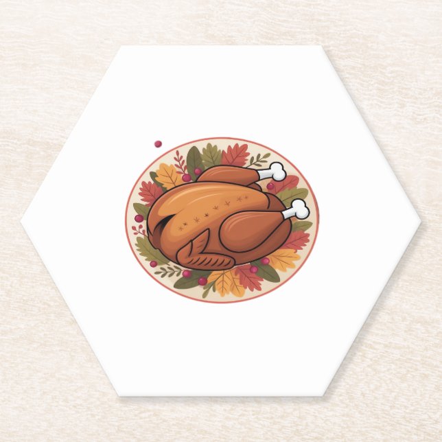 Dessous-de-verre En Papier Thanksgiving Roast Turkey - Festive Holiday Feast (Devant)