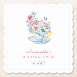 Dessous-de-verre En Papier Thème de fête de thé aquarelle pour un mariage