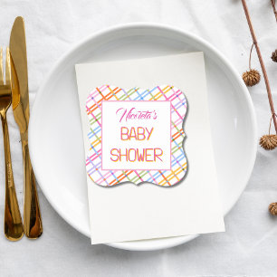 Dessous-de-verre En Papier Thème moderne de shower de bébé à carreaux colorés