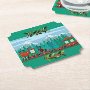Dessous-de-verre En Papier Tiel Train de Noël joyeux