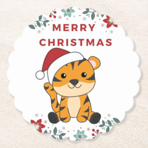 Dessous-de-verre En Papier Tiger Noël Neige Hiver Animaux Tiger Papier Co