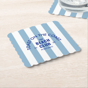 Dessous-de-verre En Papier Toast On The Coast Le Beach Club Blue Stripe