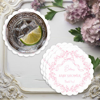 Dessous-de-verre En Papier Toile de Jouy Chinoiserie Papillons Baby Shower 