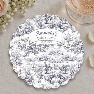 Dessous-de-verre En Papier Toile de Jouy florale noire vintage monogramme