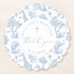 Dessous-de-verre En Papier Toile de Jouy Safari garçon Merci de baptême<br><div class="desc">Toile de Jouy Safari Boy Baptism Merci Favor Tags Objets correspondants disponibles.</div>