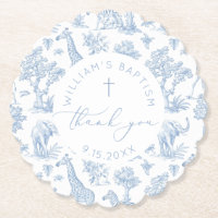 Toile de Jouy Safari garçon Merci de baptême