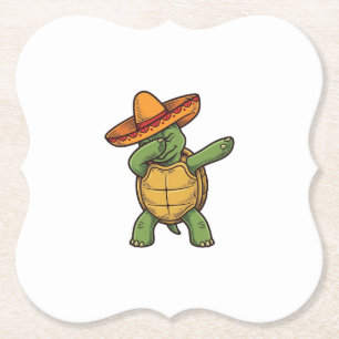 Dessous-de-verre En Papier Tortue Dabbing Sombrero Design Vectoriel Vintage_1