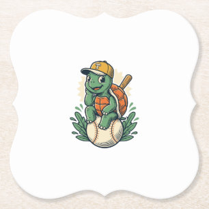 Dessous-de-verre En Papier Tortue de baseball Gravure vintage Graphisme_1