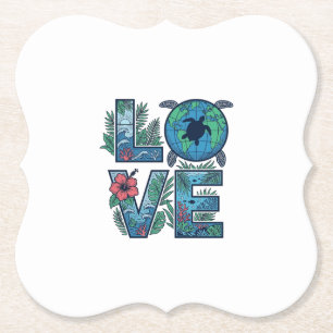 Dessous-de-verre En Papier Tortue de mer Terre Tropical Amour
