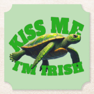 Dessous-de-verre En Papier Tortue verte - Embrasse-moi, je suis Irlandais